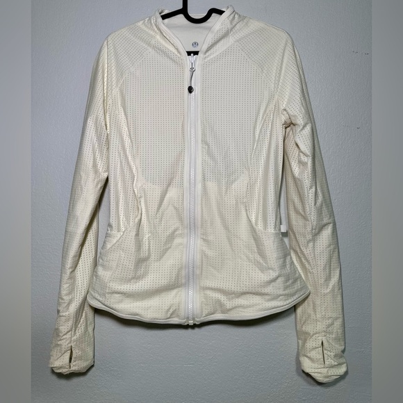 Lululemon Reversible Jacket Off White Perforated Zip-Up Womens 4 - Picture 5 of 9
